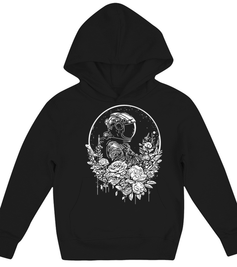 Astronaut In A Vintage Flower Bed With Moonlight Kids Hoodie