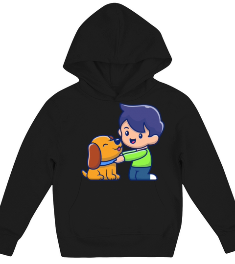 Cute boy with dog vintage Kids Hoodie