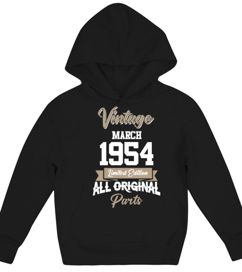 March 1954 Vintage Birthday Present Kids Hoodie