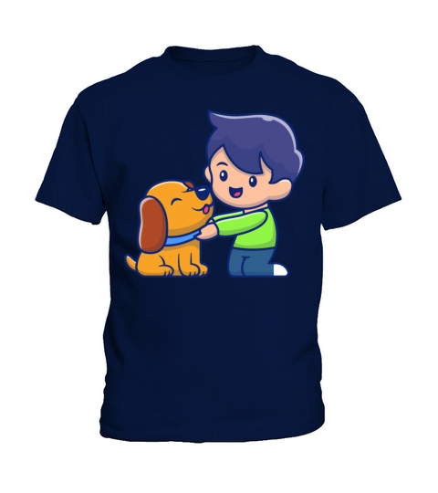 Cute boy with dog vintage Kids T-Shirt