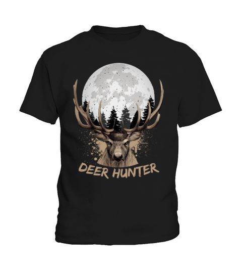 Deer Hunter Rack Hunter Full Moon Buck Hunting Kids T-Shirt