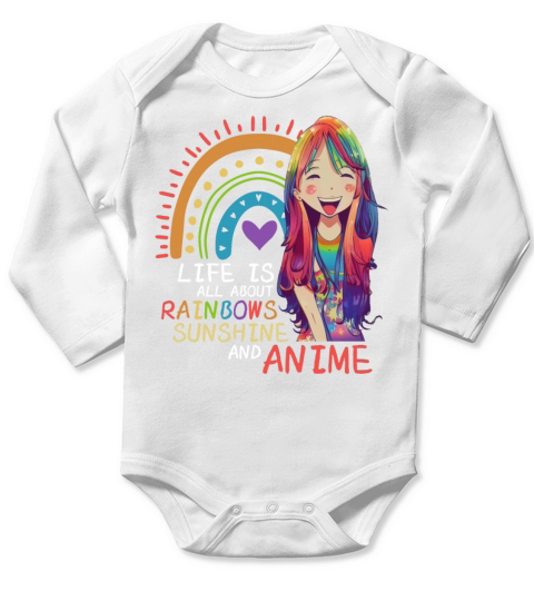 Cute Life is All About Rainbows Sunshine And Anime Long Sleeve Baby One-Piece
