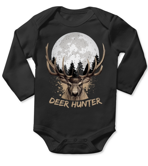 Deer Hunter Rack Hunter Full Moon Buck Hunting Long Sleeve Baby One-Piece