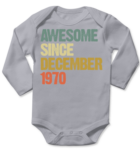 Groovy Awesome Since December 1970 Vintage Gift Long Sleeve Baby One-Piece