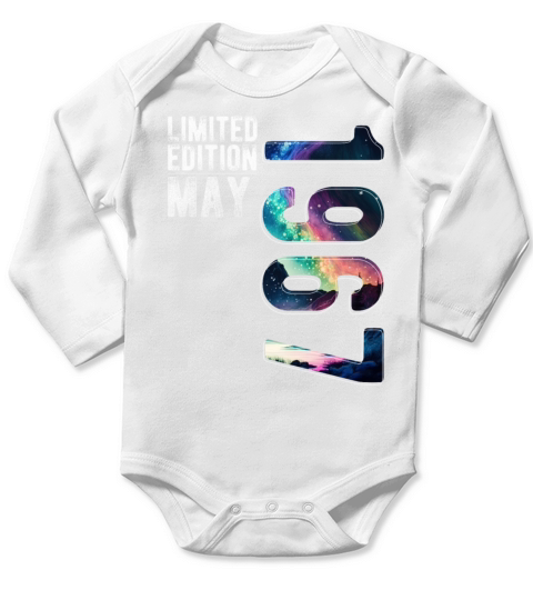 Limited Edition 1967 May Birthday Polar Lights Long Sleeve Baby One-Piece