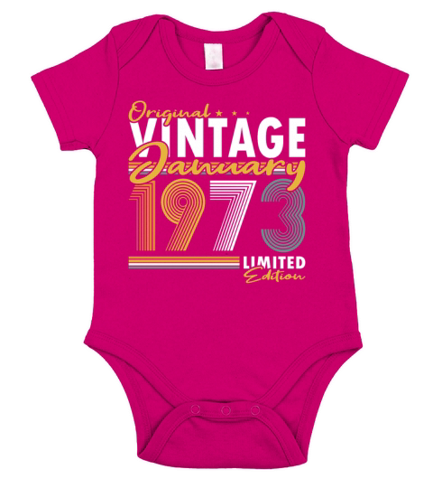 50th birthday january 1973 original 1973 Short Sleeve Baby One-Piece