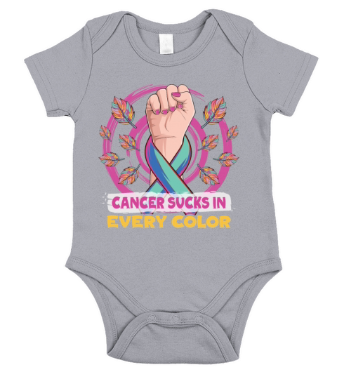 Cancer Sucks In Every Color Fighter Short Sleeve Baby One-Piece