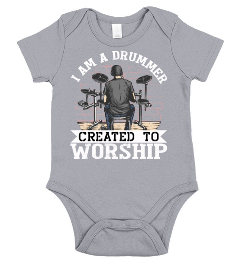 Drummer Created To Worship Drums Christian T Shirt Short Sleeve Baby One-Piece