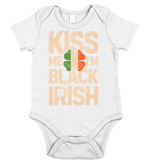 Kiss Me Im Black Irish St Patricks Day Men Irelan Short Sleeve Baby One-Piece