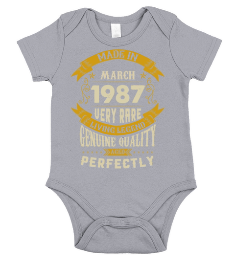 March 1987 Vintage Birthday Present Short Sleeve Baby One-Piece