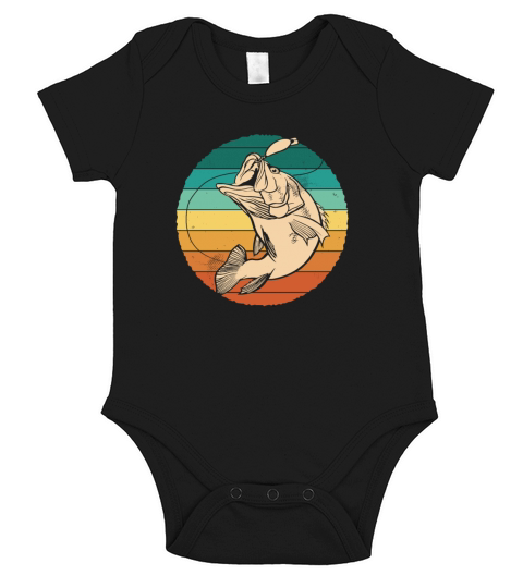 Retro Bass Fishing - Sunset Short Sleeve Baby One-Piece