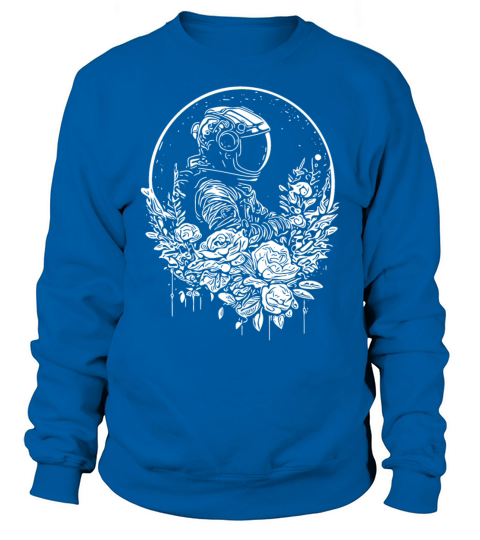 Astronaut In A Vintage Flower Bed With Moonlight Sweatshirt Unisex