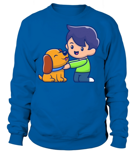 Cute boy with dog vintage Sweatshirt Unisex