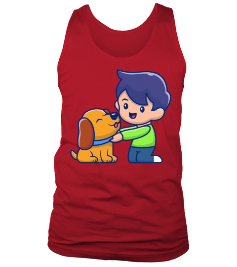 Cute boy with dog vintage Tank Top Unisex