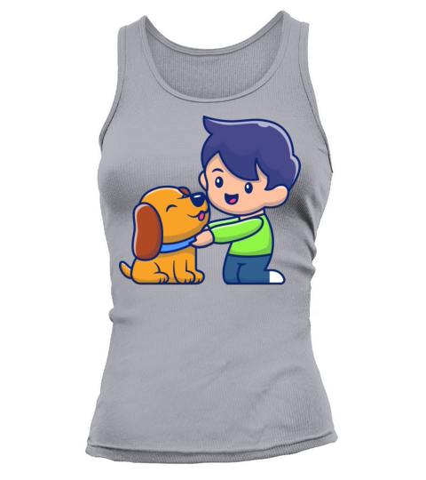 Cute boy with dog vintage Tank top Woman