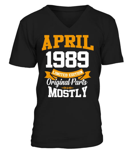 April 1989 Vintage Birthday Present V-Neck T-shirt