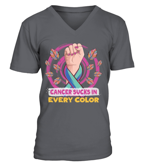 Cancer Sucks In Every Color Fighter V-Neck T-shirt