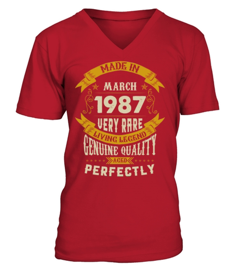 March 1987 Vintage Birthday Present V-Neck T-shirt