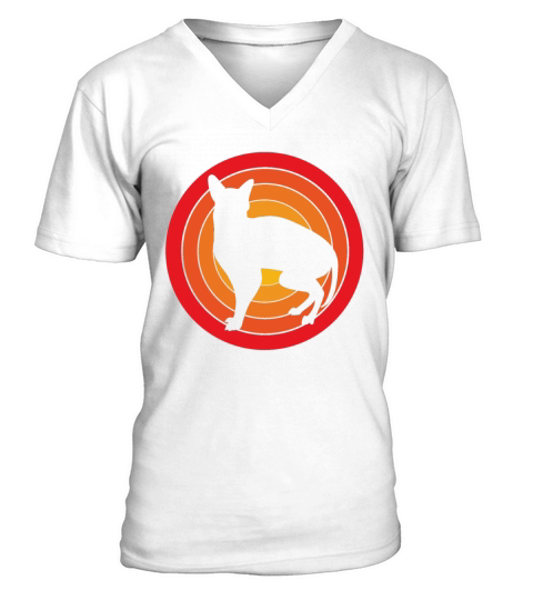 Retro Cat Silhouette Sphynx Cat V-Neck T-shirt