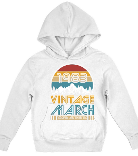 40th birthday march 1983 vintage 1983 Kids Hoodie
