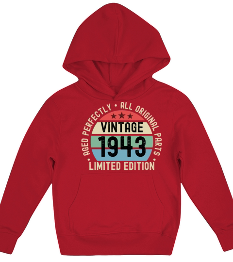 80th Birthday Vintage 1943 Kids Hoodie
