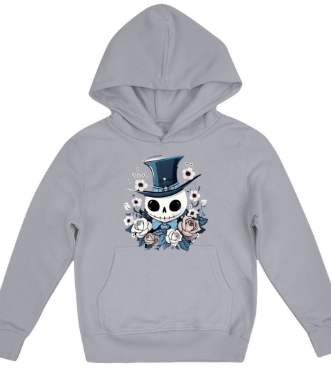 Cute Ghost with zylinder loves Nature and roses Kids Hoodie