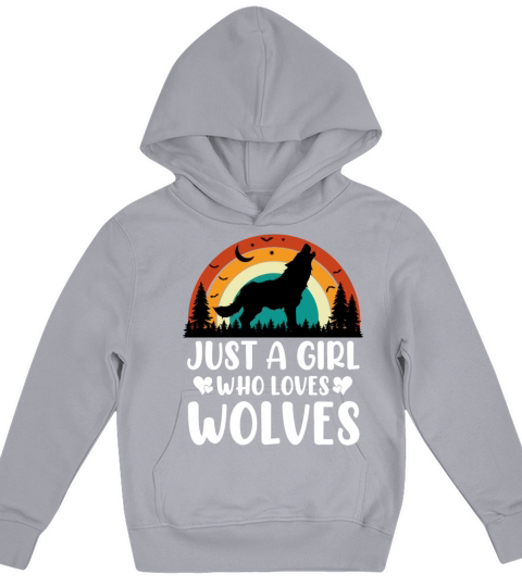 Just A Girl Who Loves Wolves Funny Wolf Lover Gift Kids Hoodie