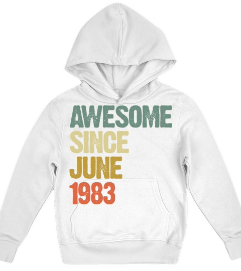 Vintage Awesome Since June 1983 Gift Kids Hoodie