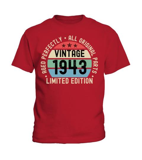 80th Birthday Vintage 1943 Kids T-Shirt