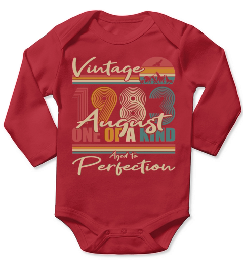 40th birthday august 1983 vintage 1983 Long Sleeve Baby One-Piece