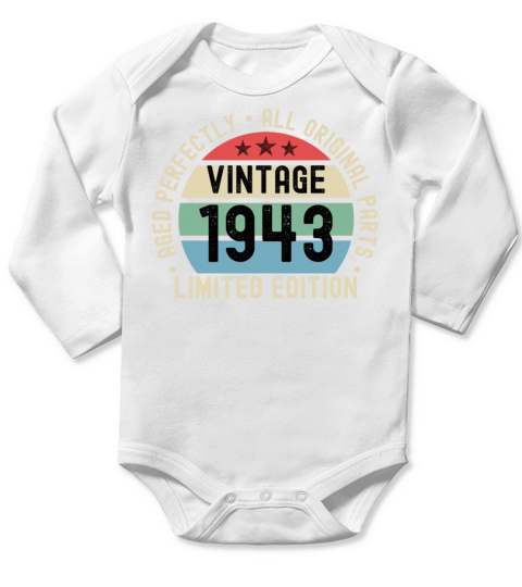 80th Birthday Vintage 1943 Long Sleeve Baby One-Piece