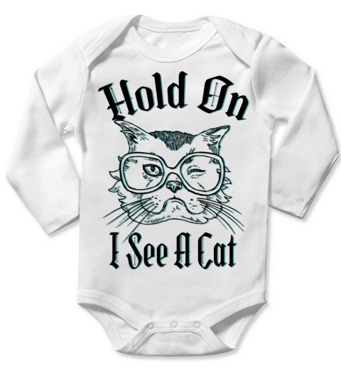 Hold On I See A Cat Vintage Cat Mom Kitten Long Sleeve Baby One-Piece