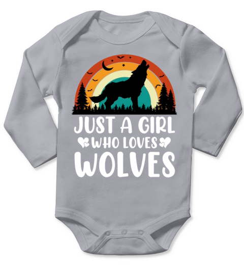 Just A Girl Who Loves Wolves Funny Wolf Lover Gift Long Sleeve Baby One-Piece