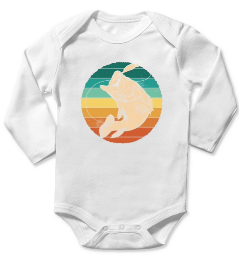 Retro Bass Fishing - Sunset Long Sleeve Baby One-Piece