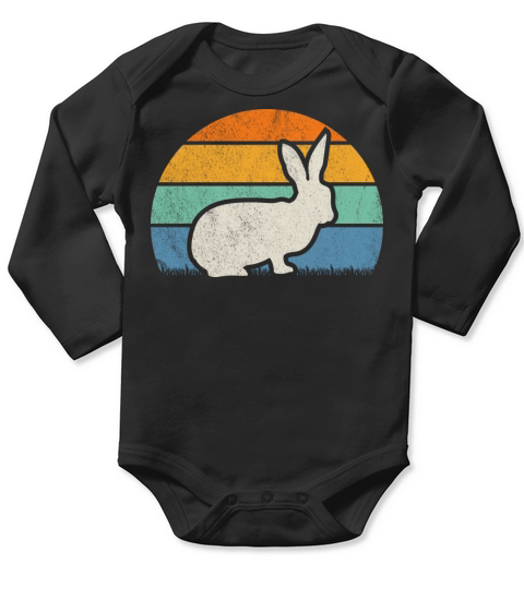 Retro Vintage Rabbit Bunnies Hare Bunny Rabbits Long Sleeve Baby One-Piece