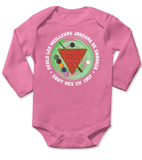 Snooker born in 1957 Vintage Birthday Snooker Long Sleeve Baby One-Piece