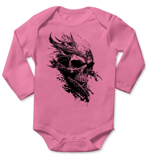 Vintage Creepy Tattoo Skull Long Sleeve Baby One-Piece