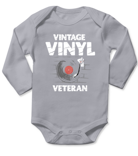 Vintage Vinyl Veteran Audiophile Music Lover Long Sleeve Baby One-Piece