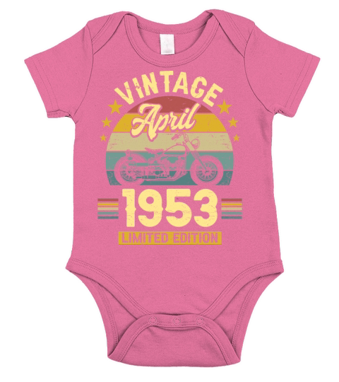 April 1953 70 Years Old Vintage 70th Birthday Short Sleeve Baby One-Piece
