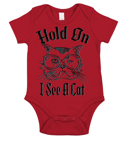 Hold On I See A Cat Vintage Cat Mom Kitten Short Sleeve Baby One-Piece