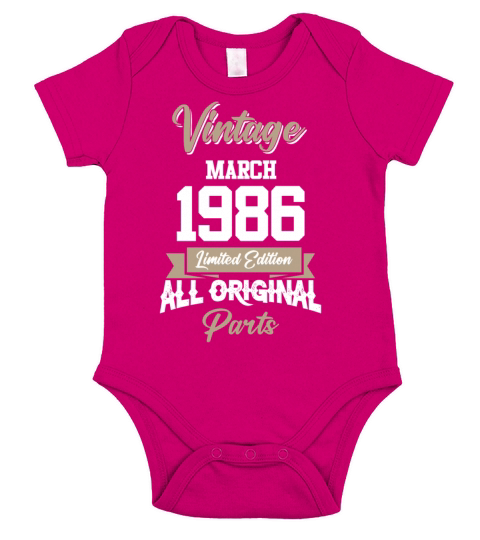 March 1986 Vintage Birthday Present Short Sleeve Baby One-Piece
