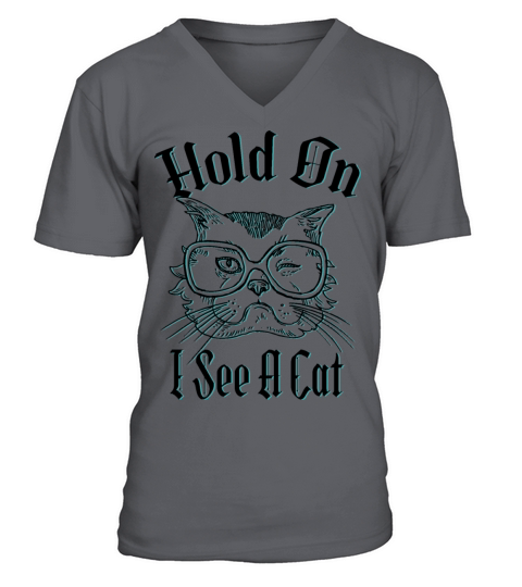 Hold On I See A Cat Vintage Cat Mom Kitten V-Neck T-shirt