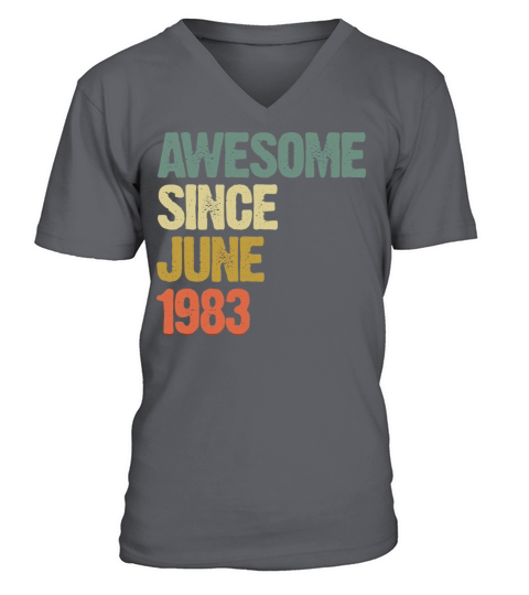 Vintage Awesome Since June 1983 Gift V-Neck T-shirt