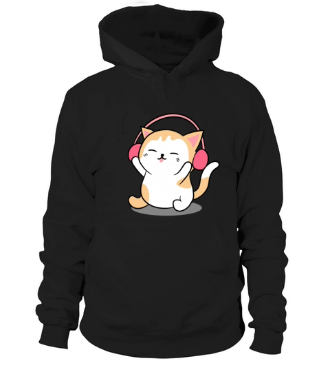 Cute Cat Listening To Music Hoodie Unisex