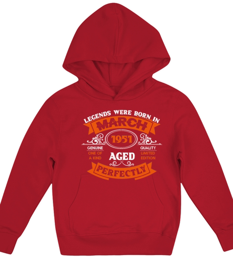 Legends Were Born In March 1951 Birthday Kids Hoodie