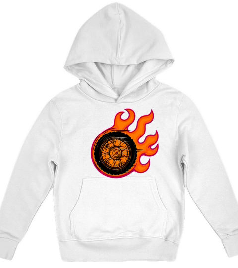 Vintage Flame With Motorcycle Tire Biker Kids Hoodie