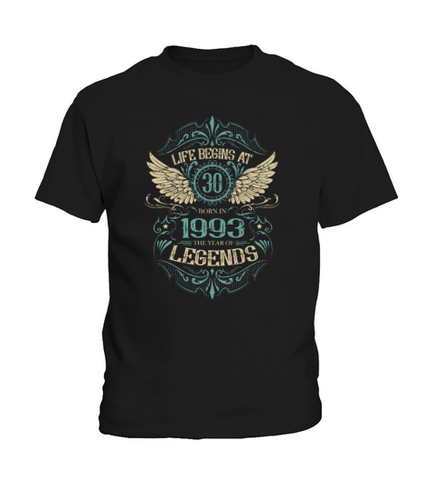 30th Birthday Vintage 1993 with Angel Wings Kids T-Shirt
