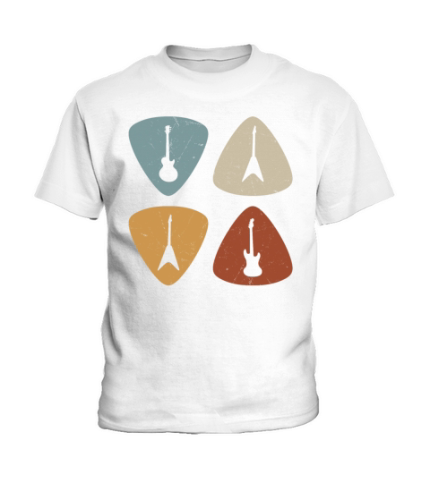 Vintage Guitar Plectrum Musician Kids T-Shirt