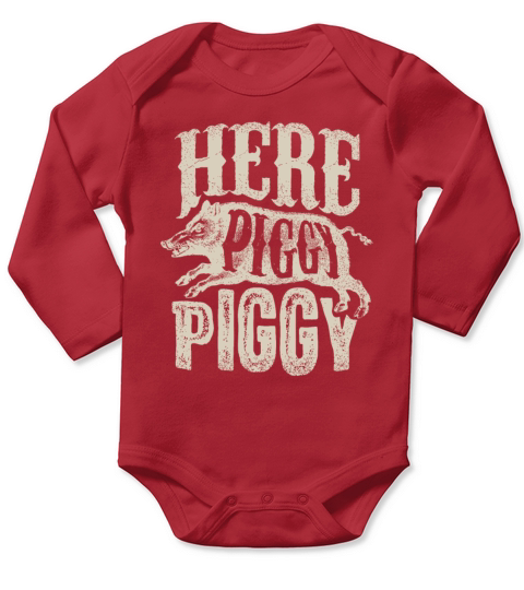 Here Piggy Piggy T idea Boar Hunting Vintage Pig H Long Sleeve Baby One-Piece