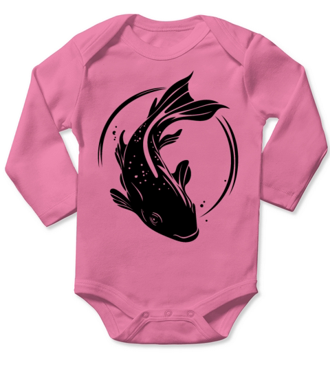 Koi Carp - Cute Vintage Carp Fish Long Sleeve Baby One-Piece